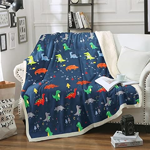 DJY Reversible Dinosaur Printed Blanket for Kids Cover