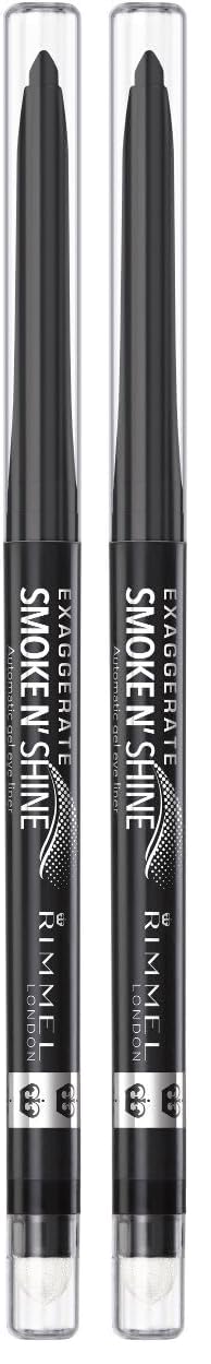 Rimmel London Exaggerate Smoke n Shine Eye Definer Eyeliner Long-Wearing Gel Formula Flake-Free 001 Little Black Smokey 0