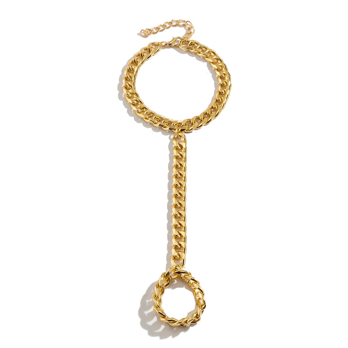 Aaishwarya Chunky Solid Curb Chain Ring Bracelet Gold Plated Alloy for Women and Girls | Bracelet for Woman | Hand Bracelet for Women | Hand Harnes | Ring Bracelets | Chain Ring Bracelet (B0BTPJ1N4P) Amazon Price History, Amazon Price Tracker