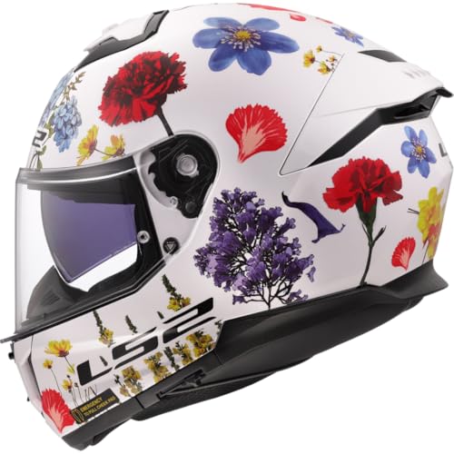 Casque intégral LS2 Stream II Flowers Gloss White pour motard