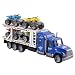 Vokodo Toy Semi Truck Trailer 15" Includes 4 ATVs Friction Carrier Hauler Kids Push And Go Big Rig Auto Transporter Vehicle Semi-Truck Car Pretend Play Perfect Gift For Children Boys Girls Toddlers