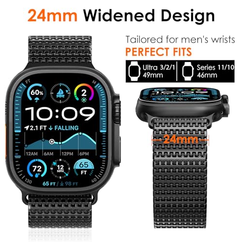 Image of WINGLE Magnetic Mesh Loop for Apple Watch Band Ultra 3 /2 /1 Band 49mm 46mm 45mm 44mm 42mm 40mm 41mm 38mm Men Women, Stainless Steel Adjustable Metal Strap for iWatch Series 11 10 9 8 7 6 5 4 3 2 1 SE
