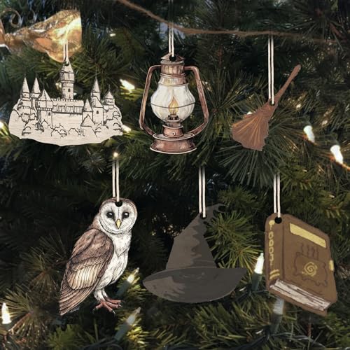 Image of Soulchen 12 Pcs Wizard Magical Theme Party Decor Vintage Magical Hanging Ornaments Wood Hanging Sign Gifts for Room Home Birthday Party Decoration