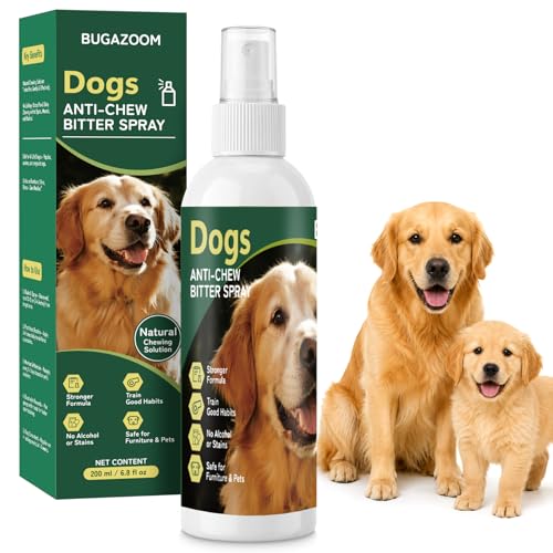Dog No Chew Spray Bitter Dog Deterrent Spray for Furniture & Carpet Pet Corrector & Training Spray for Dogs & Puppies Safe & Natural Prevent Peeing Biting Chewing & Licking Injuries 200ml