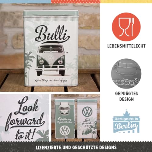 Nostalgic-Art Retro Vorratsdose L, 3 l, VW – Good things are ahead of you – Volkswagen Bus Geschenk-Idee, Original Lizenzprodukt (OLP), Große Kaffee-Dose aus Blech, Werkstatt-Deko im Vintage Design