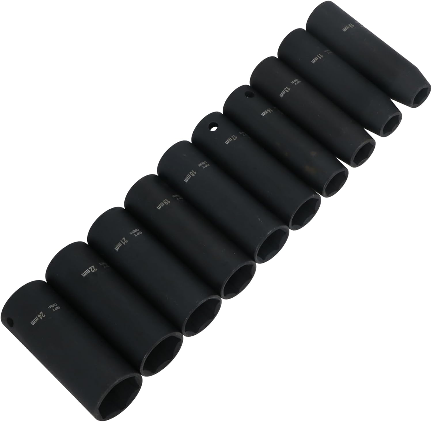 1/2" Drive Deep Metirc Impact Sockets Single Hex 6 Sided 10mm - 24mm 10pc