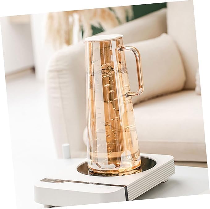 Image of Bellemax Premium Juice and Water Brown Glass Pitcher jug with Lid and 1.8 Liter Style jug with Handle Water, ice Lemon Tea, Milk and Juice Beverage (Brown) (BX-10)