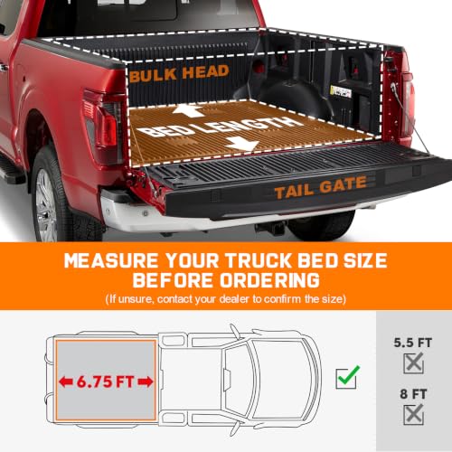 Image of RHOBRA Soft Quad-Fold Truck Bed Tonneau Cover Compatible with 2017-2026 Ford F-250 F250 F-350 F350 SuperDuty with 6.75ft Bed, 26.5oz Vinyl Soft Truck Bed Cover, Weather Resistant Short Bed Cover