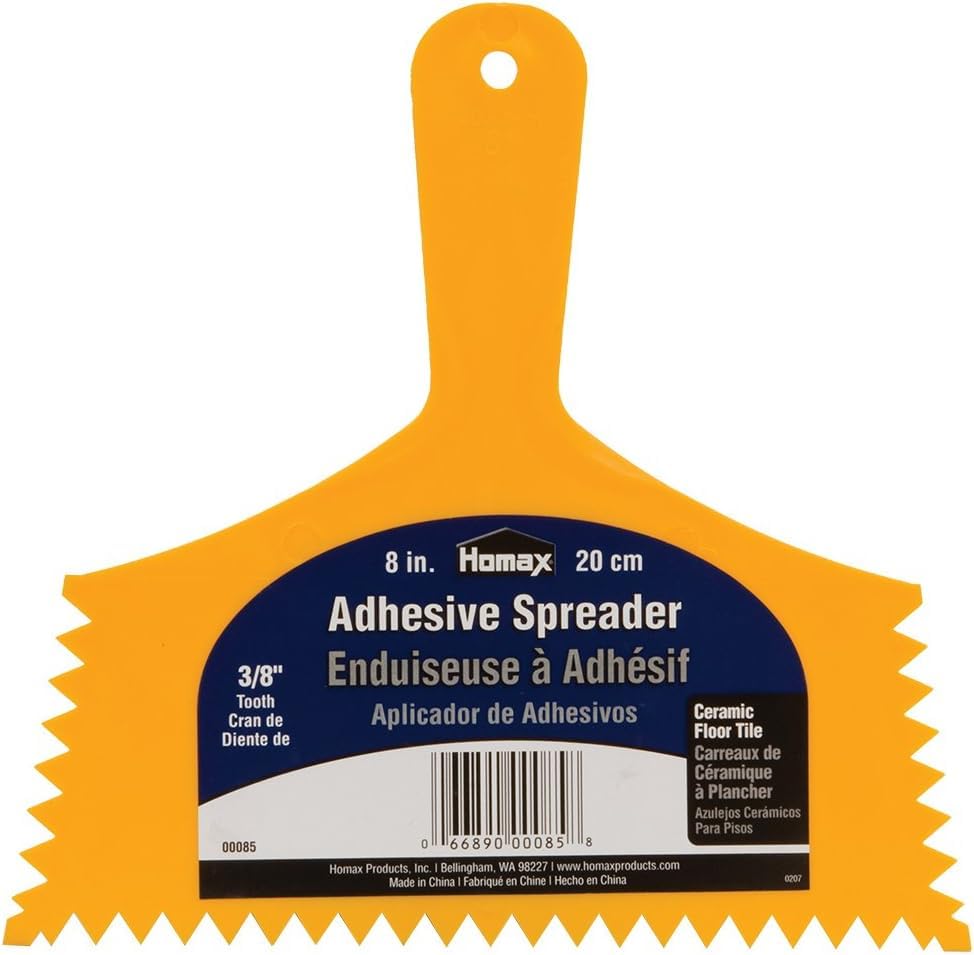 Image of Homax 3 /8 inch Tooth Adhesive Spreader for Floor & Tile, Yellow, 8 inch (Pack of 6)