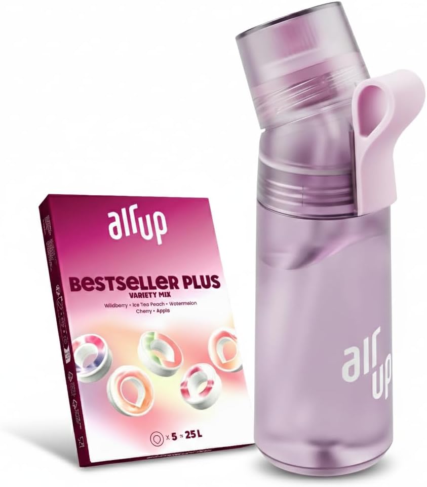 air up Twist Pro Lavender Water Bottle (600 ml) for School, Sports, Gym | Includes 5 Sugar-Free Scented Pods & Straw | Water Bottle in Purple with Flavour – air up product photo