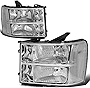 Auto Dynasty Pair of Chrome Housing Clear Corner Headlights Assembly lamps Compatible with GMC Sierra 1500 2500HD 3500HD GMT900 07-14