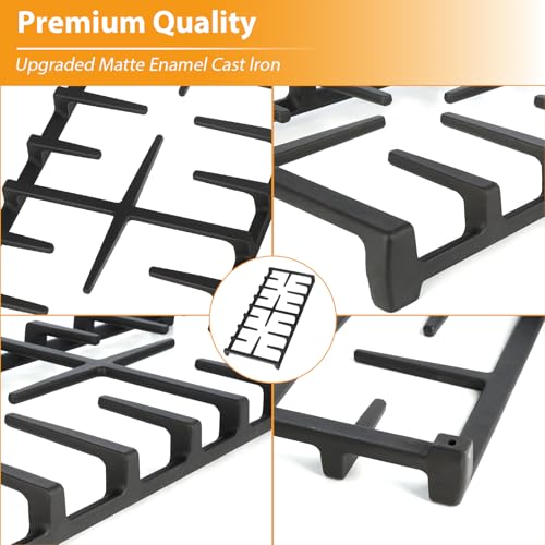 Image of Upgraded WB31X27151 Side Grates WB31X27150 Center Grates Replacement for GE General Electric Stove Parts, WB31X24736 WB31X24737 Cast Iron Grate Cooktop Burner for JGBS66REKSS JGB735SPSS Stove Grate