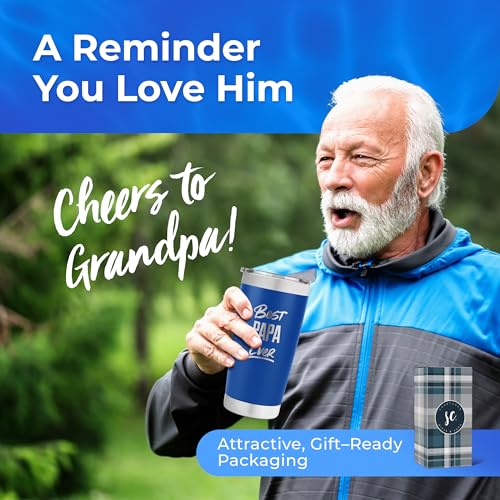 SassyCups Papa Tumbler - Best Papa Gifts - Vacuum Insulated Stainless Steel Travel Mug with Durable Lid and Straw - Dad, Grandpa Gifts