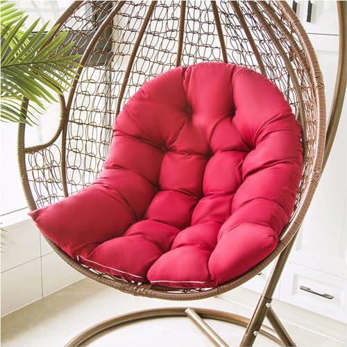 Bonlting Egg Chair Cushion, Waterproof Hammock Swing Chair Cushions, Soft Hanging Basket Seat Cushion Chair Seat Cushion for Indoor Outdoor Garden Office (47 x 35 Inch, Wine Red)
