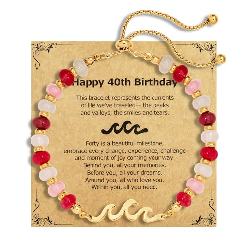 Image of Adjustable Natural Stone Bead Bracelet,Birthday Gift | Natural stone and 18K gold-plated copper adjustable wave bracelet ,birthday gift for family, friends and bestie