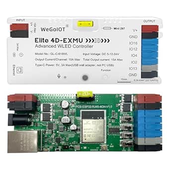 ESP32 WLED LED Strip Controller with Ethernet Music Sound Reactive UART Energy Save Relay 20A Pluggable Fuse 4 Channel DIY Dynamic for WS2811 WS2812 WS2815 Digital Addressable RGB IC Strip Light