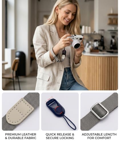 Image of embroidery Camera Strap, Camera Belt, Wrist Strap for Camera - Adjustable Quick Release Hand Strap, Mirrorless & Action Cams