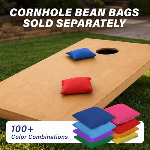 Image of GoSports 4 ft x 2 ft Regulation Size Wooden Cornhole Boards Set with Light Brown Finish - Includes Carrying Case (Choose Your Colors)