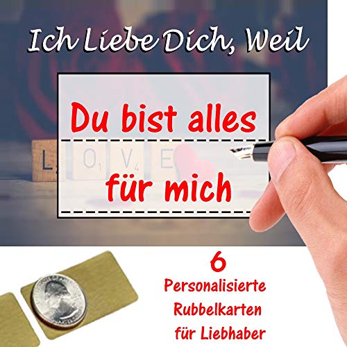 Horus Creations Personalisierte Rubbelkarte für Liebhaber 6" ICH Liebe Dich, Weil Tickets anpassbar, um Deine Liebe zu überraschen und IHM zu Sagen, Warum du ihn liebst