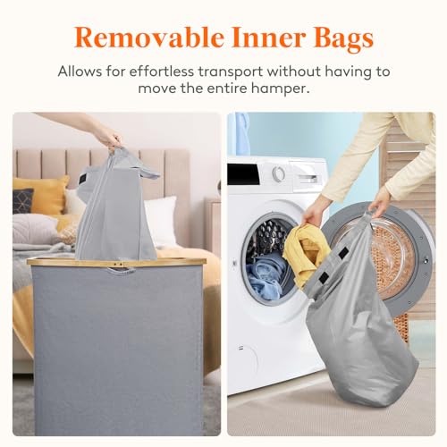 Lifewit-150L-Laundry-Basket-with-Lid-3-Section-Large-Laundry-Hamper-with-Bamboo-Handles-and-Removable-Laundry-Bags-Clothes-Hampers-for-Laundry-for-Bedroom-Bathroom-Dorm-Laundry-Room-Light-Gray