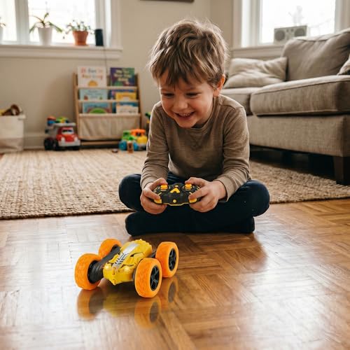 Image of Amazon Brand - Jam & Honey Off Roader Rechargeable Remote Control Car | RC Monster Truck with LED Headlights, Type-C Charging, Anti-Skid Tyres, 120 Ft Range | 2.4GHz Remote Controller - Yellow(MT0624)