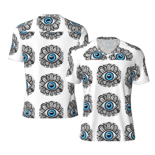 Stylish Athletic Sports Jersey Turkey-Evil-Eye-Blue Men's Rugby Jersey Large