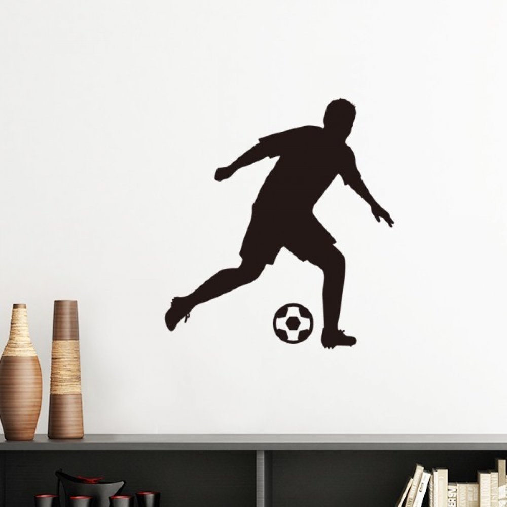 Sticker football amovible orange 60cm pour relooker un mur blanc sans peindre