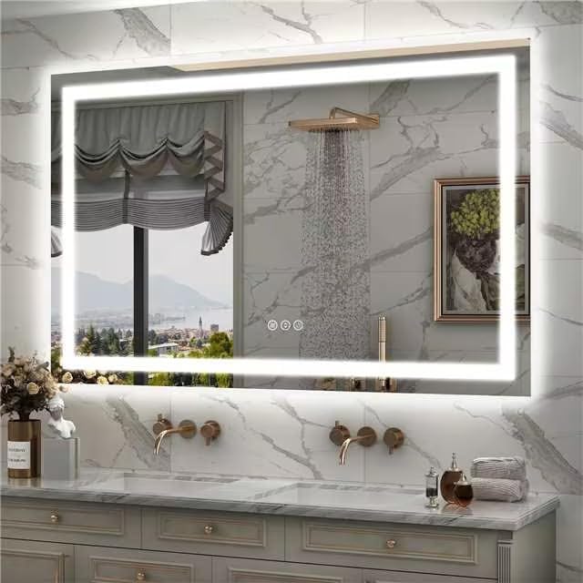 50x36 LED Lighted Bathroom Mirror for Wall, Large Vanity Mirror w...