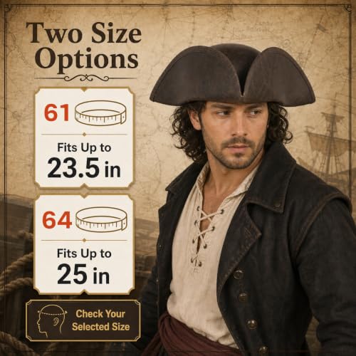 Image of HOMELEX Pirate Tricorn Hat for Adults Halloween Costume