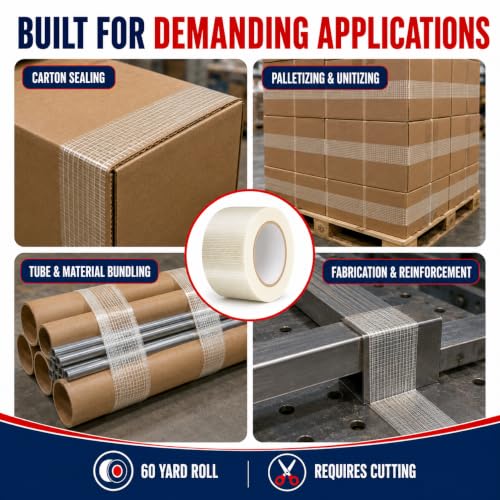 Image of GGR Supplies FIL-835B /D Bi-Directional Filament Tape, 12 Inch x 60 Yards