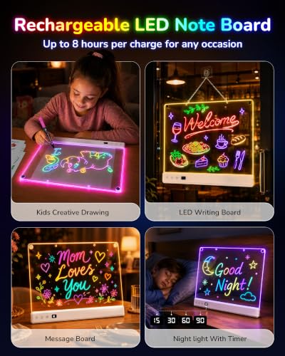 Aullsaty 16.5-Inch LED Drawing Board for Kids, Rechargeable Light Up Dry Erase Board with 16 Light Effects, 7 Markers and Tracing Kit, Birthday or Christmas Gift for Boys and Girls Ages 3-12 - image 3