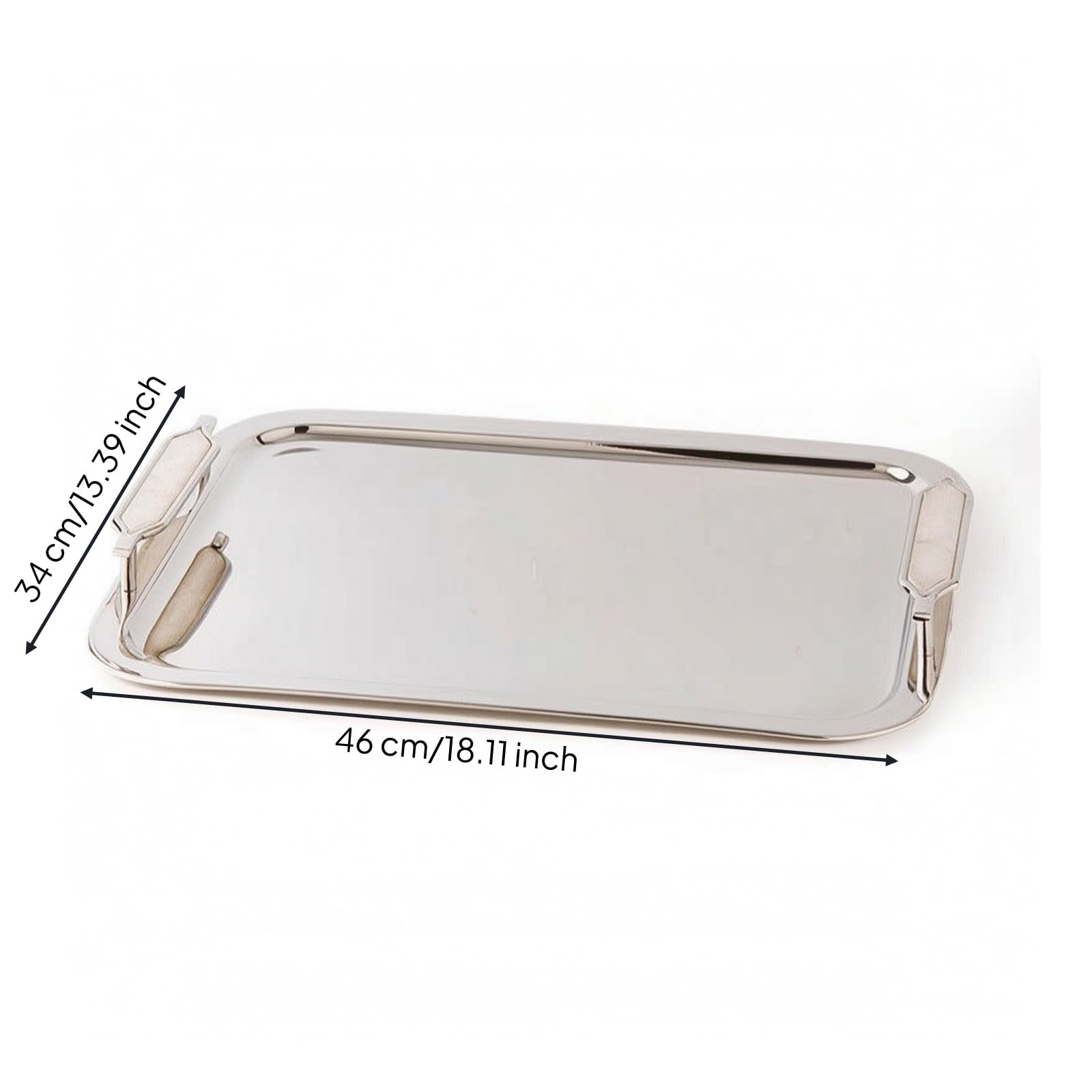 Banja Servicio con Elegante Banja con Multifuncional para Bar, Mesa, 46 34 H4cm, Bandeja Rectangular Plateada Brillante Importada