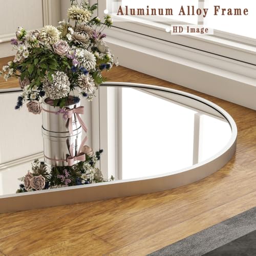 Image of Arch Top Full-Length Mirror | Floor Standing or Wall Mounted | Minimalist Design in Gold, Black & Silver | Oversized Mirror for Bedroom & Entryway (Silver, 170x70 cm)