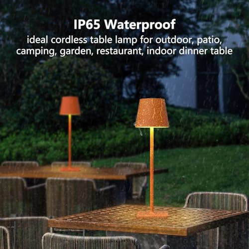Image of Yogaret Orange Cordless Table Lamp Set of 2-3 Way and Stepless Dimmable - for Restaurant Dining Bedroom Home Bar
