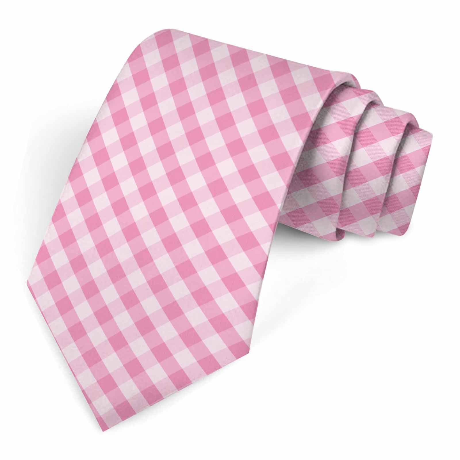 Muntayson Pink Gingham Men's Tie Men's Necktie Tie for Men Wedding Holiday Party