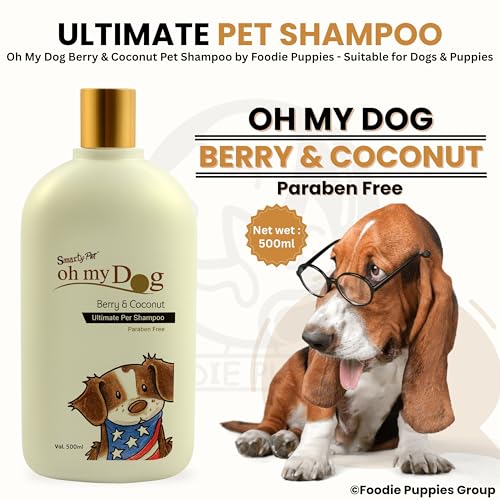 Image of Foodie Puppies Oh My Dog Berry & Coconut Shampoo for Dogs and Puppies - 500ml | Paraben & Cruelty-Free Ultimate Pet Shampoo | Maintain Fur Moistured and Hydrated | Suitable for All Breeds and Sizes
