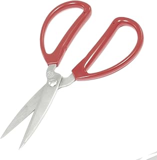 Aexit Red Plastic Hand Tools Handle Stainless Steel Blade Shears & Scissors Household Scissors
