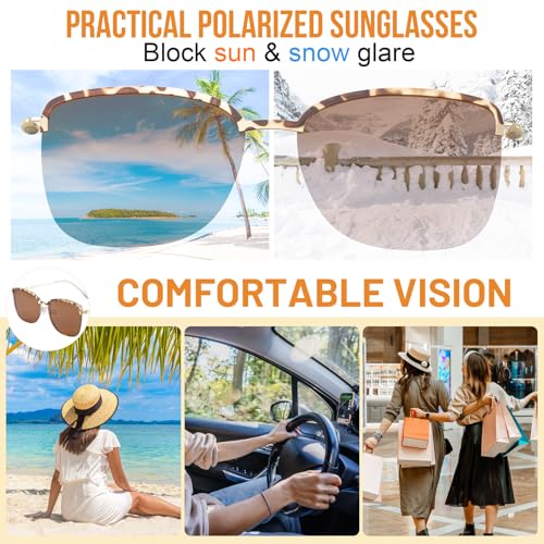 Image of Women's Large Blue Light Blocking Glasses plus Magnetic Sunglasses Clip, Easy to Switch to Shades for Driving