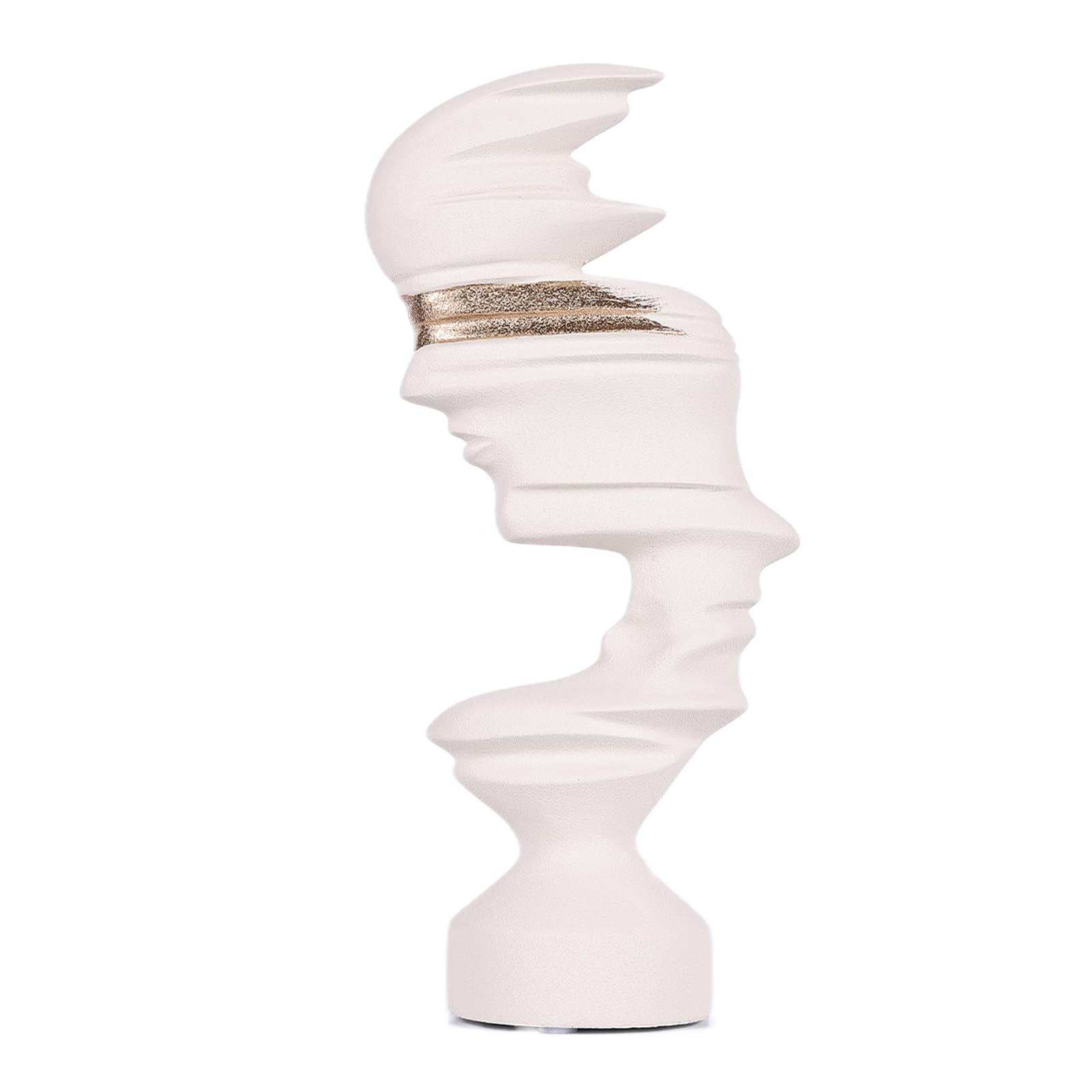 SHENGTIAN Resin Modern Abstract Figure,face Sculpture,mask Sculpture,Desktop Decorative Statue (White-A)