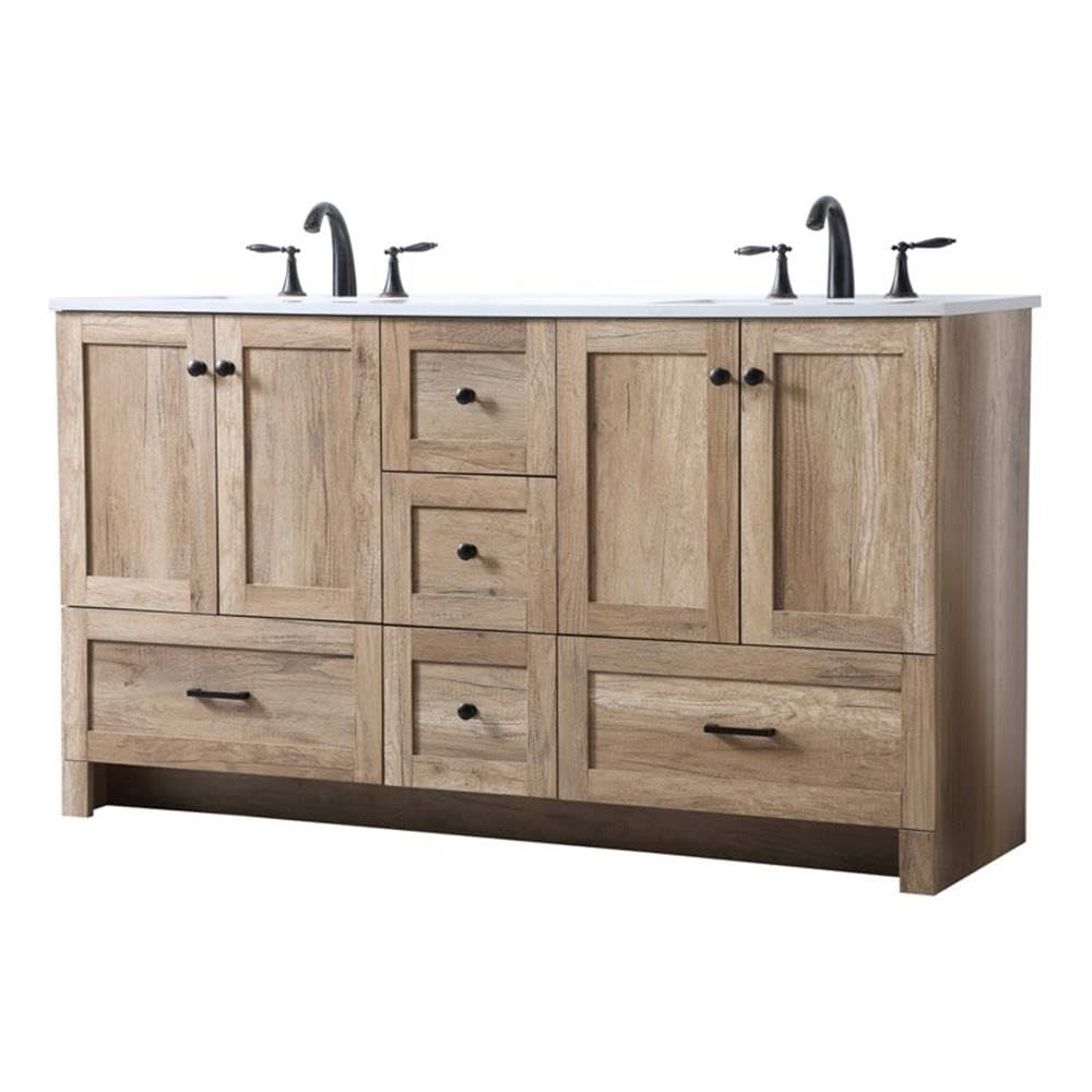 Elegant Kitchen and Bath Soma 60" Solid Wood Double Bathroom Vanity in Oak