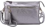 Women's Lightweight Multi Compartment Wristlet Clutch Wallet Crossbody Bag - (WU021-PEWTER) -  Solene