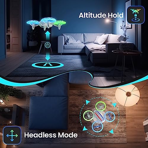 DEERC D23 Mini Drone for Kids 8-12 and Beginners, LED RC Quadcopter Indoor Drone with 2 Batteries, Light Switch, 360° Flip, Fly Back, Propeller Full Protect, Easy to Use Kids Gifts Toys for Boys, Girls 7 51Hs0UmpAkL. AC