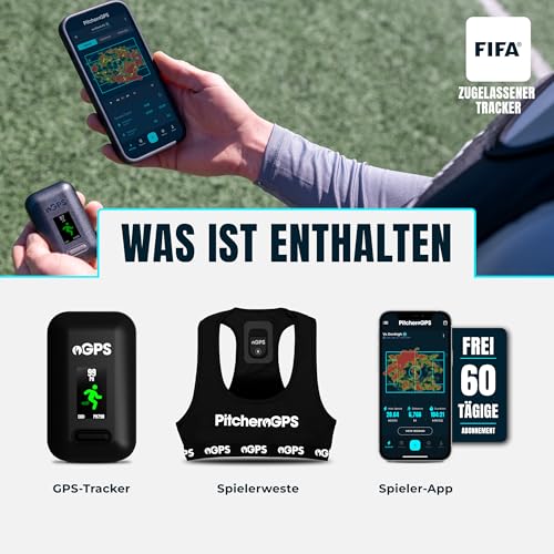 PitcheroGPS Fußball-Tracker & Weste – Erfasst 18 wichtige Leistungsmetriken – Beinhaltet EIN 60-Tage-Abonnement. Fußball-Trainingsausrüstung für Leistungs- und Fitness-Tracking (Jugend M)