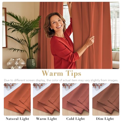 Image of H.VERSAILTEX Blackout Curtains Thermal Insulated Window Treatment Panels Room Darkening Blackout Drapes for Living Room Back Tab /Rod Pocket Bedroom Draperies, 52 x 45 Inch, Orange, 2 Panels