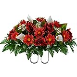 Sympathy Silks Artificial Cemetery Flowers - Realistic - Outdoor Grave Decorations - Non-Bleed...