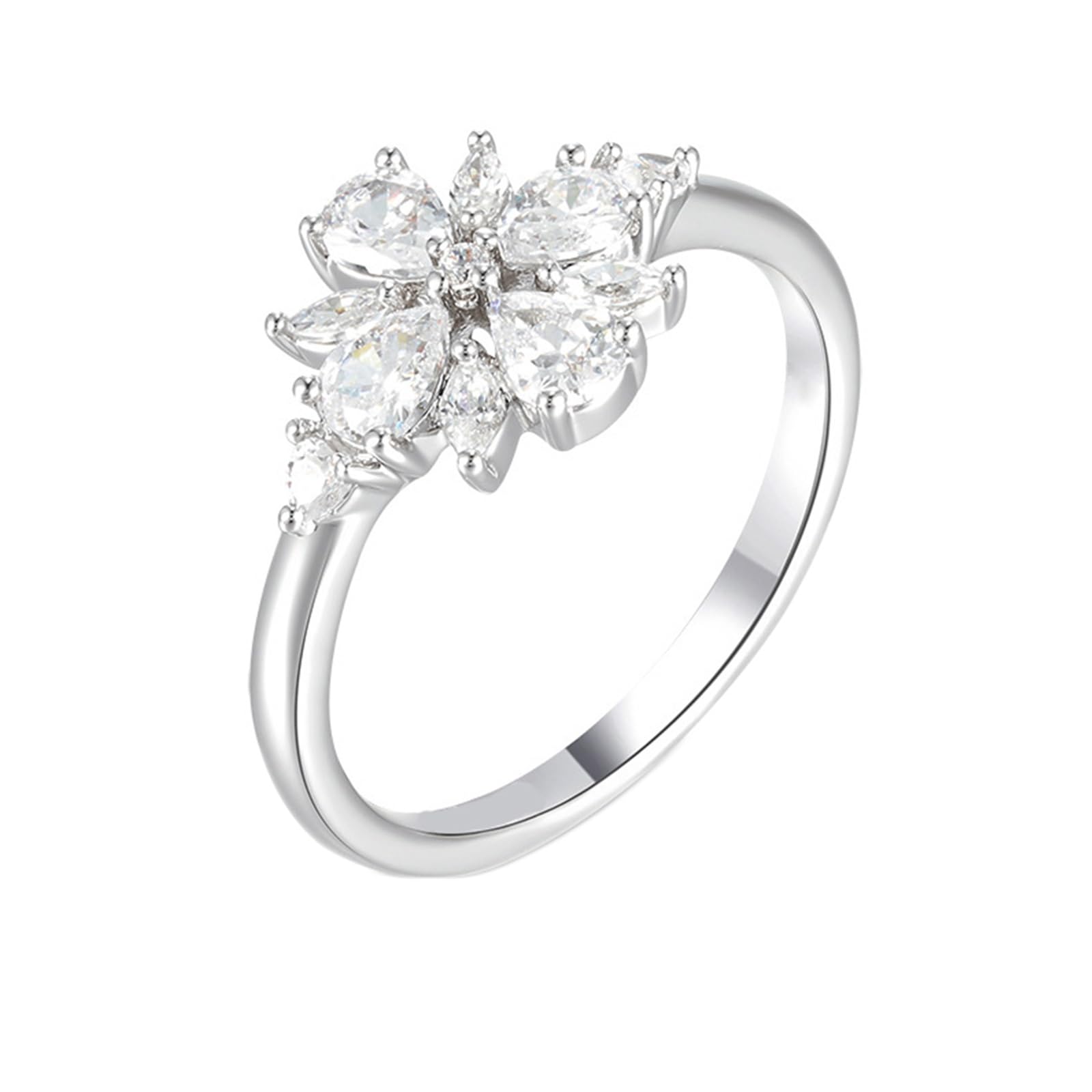 Anelli Matrimonio, Elegante Anello di Matrimonio Comfort Fit per Lei con Fiore di Moissanite in 9K/14K/18K Oro Bianco/Platino 950 da Donna