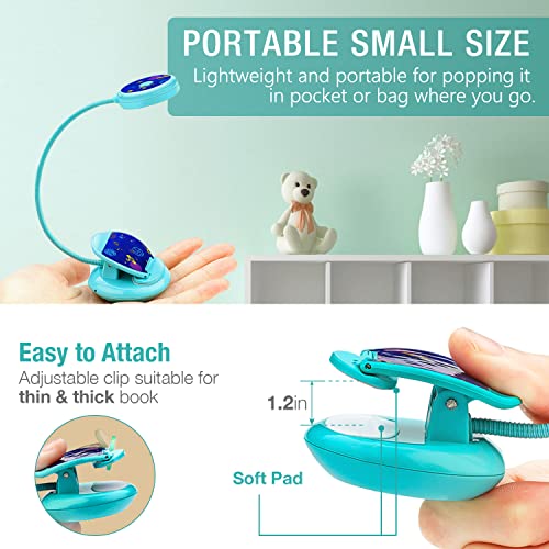 Cute Rechargeable Book Light for Kids - 3 Colors, 3 Brightness Levels. Up to 40 Hours Reading Time. Great Gifts for Kids & Readers