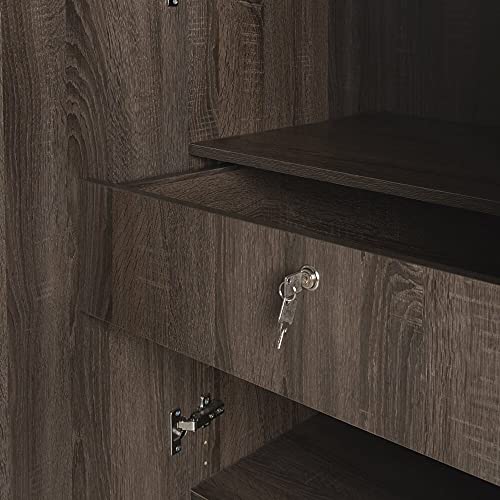 Image of Wakefit Wardrobe | 1 Year Warranty | Engineered Wood Almirah, Cupboard for Clothes Storage | 4 Door, Mirror, 1 Drawer, 1 Hanging Space | Gingham - Napa Oak