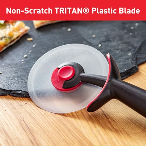 Foto von Tefal Ingenio K20711 Pizzaschneider | Durchmesser 30 cm | Material: Kunststoff |Leicht zu reinigen | Spülmaschinengeeignet | Farbe: Schwarz/ Rot, 29.8 x 13.2 x 8.8 cm