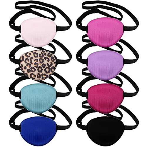 16 Pieces Eye Patch Silk Eye Patch Adjustable Eye Patch Single Left Eye Mask Various Color Elastic Medical Eye Patch Soft Eye Patch for Adult and Junior Kid (Mixed Colors)